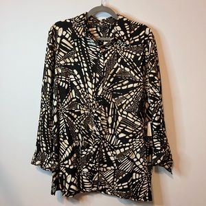 NWT Jones New York Geometric Print Button-down 1X Plus size 100% cotton